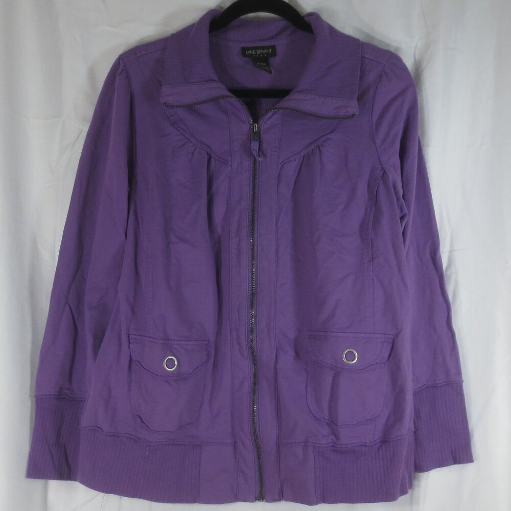 Lane Bryant Jacket Violet Purple Soft Lightweight Stretch Zip Up Plus Size 14/16